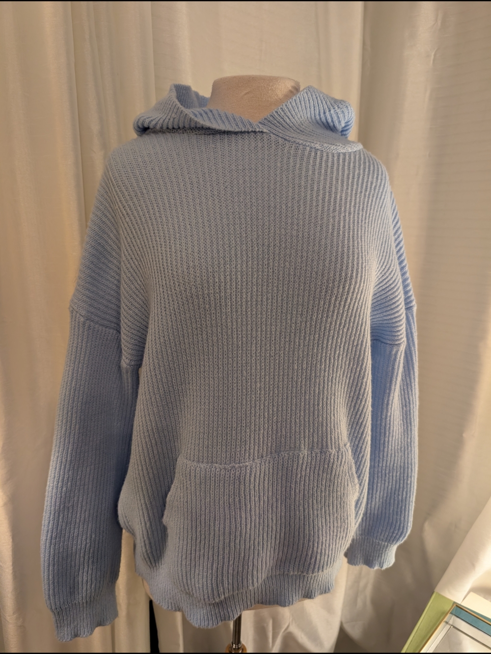 UUE Light Blue Knit Sweater with Hood